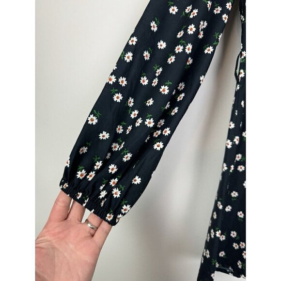 Topshop Blue White Floral Long Sleeve Ruffle Romper NWT Size 4 Long Sleeve - Picture 2 of 9